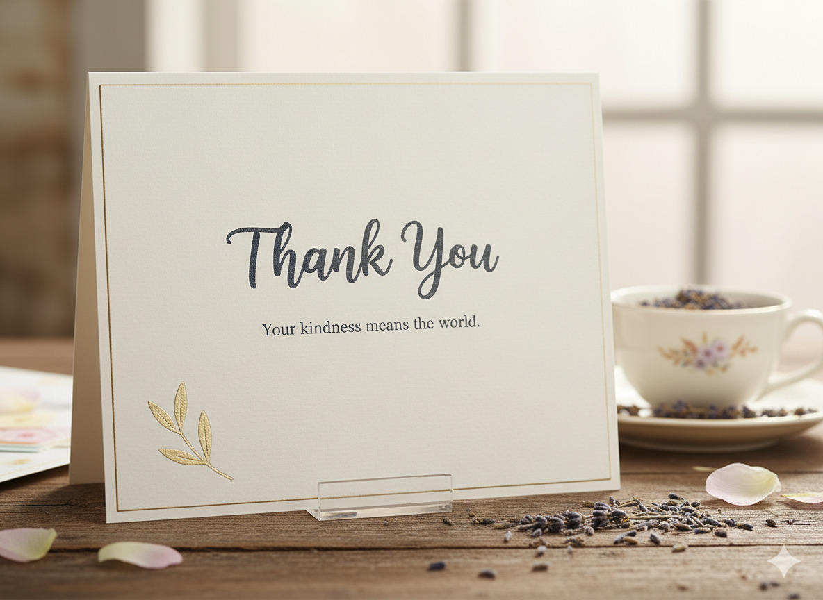 Elegant thank you greeting card with minimalist design